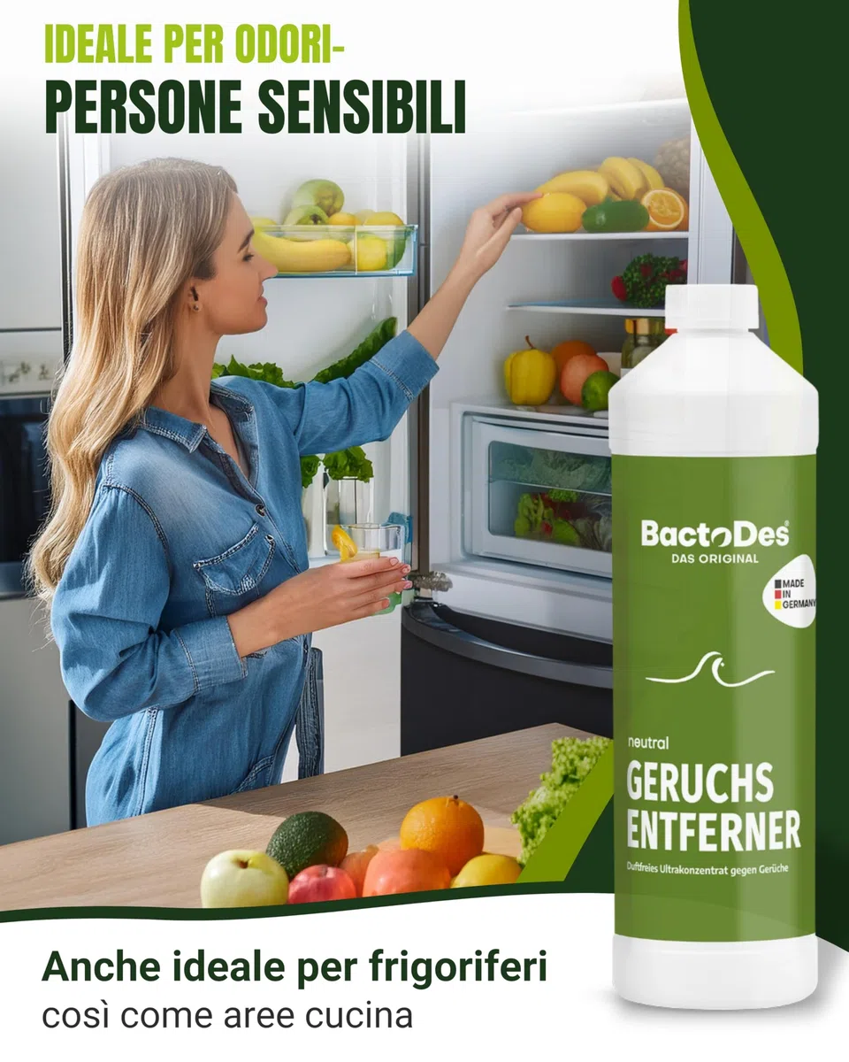 BactoDes Neutral Geruchsneutralisierer 1L I Geruchloser Enzymreiniger mit biologischer Mikrobenkraft & Tiefenwirkung inkl. Spray-Mischflasche I Effektiver Geruchsentferner für Haus, Auto & Textilien