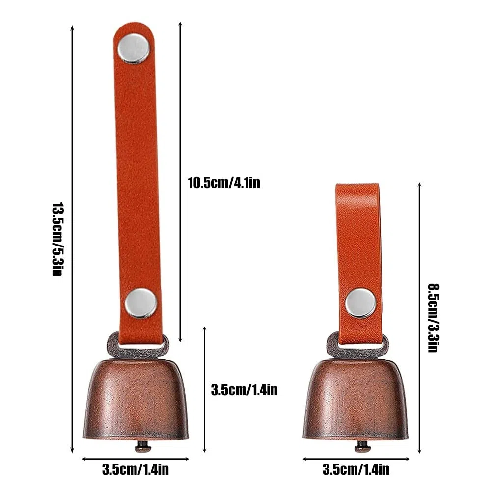 DONGKER Campane per Cani, Campana per Collare di Cane in Bronzo Vintage, Campanelle Anti Orsi per Animali con Cinturino in Pelle per Rumore di Tracciamento