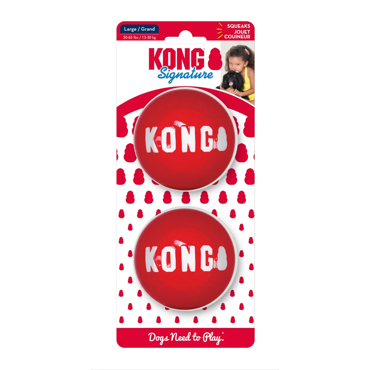 KONG Signature Balls - Giocattolo Resistente Da Riporto Per Cani - Confezione Da 2 - Grande