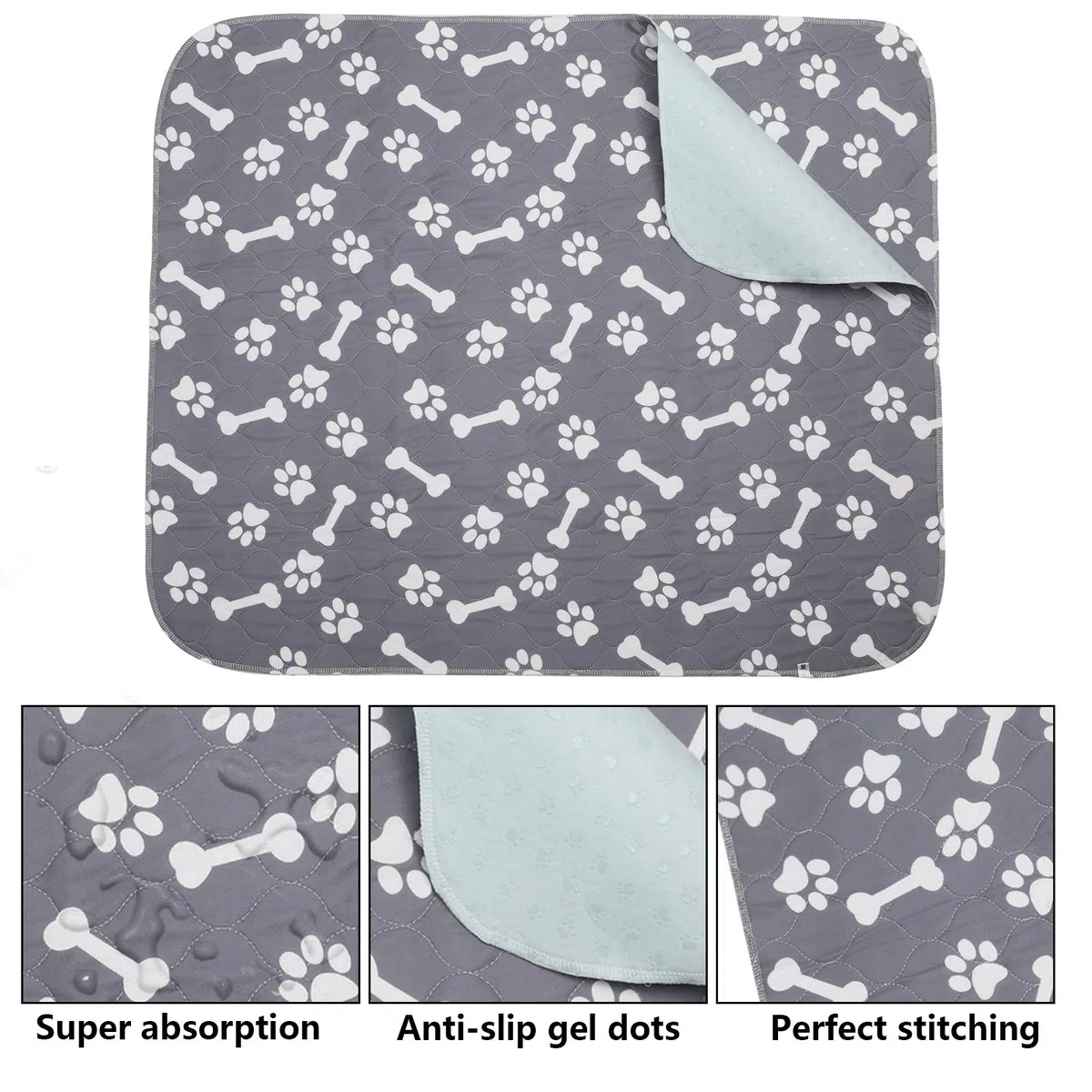 Geyecete - Tappetini Igienici per Cani, 2 Pezzi traversine lavabili per cani, riutilizzabili Tappetini assorbente per addestramento del Cucciolo e gattino/Conigli-L