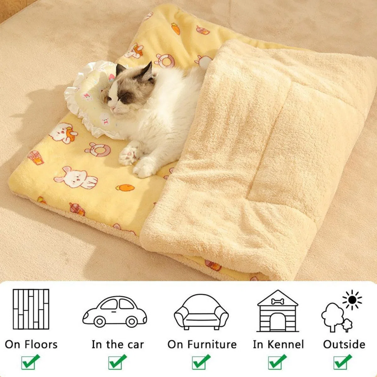 Morbida Coperta Gatto, Lavabile Copertina Gatto, 57 x 37 cm Tappetino Autoriscaldante per Gatti, Coperta per Gatti Senza Elettricità, CoPerta Termica GattoS, CopeRta Gatti