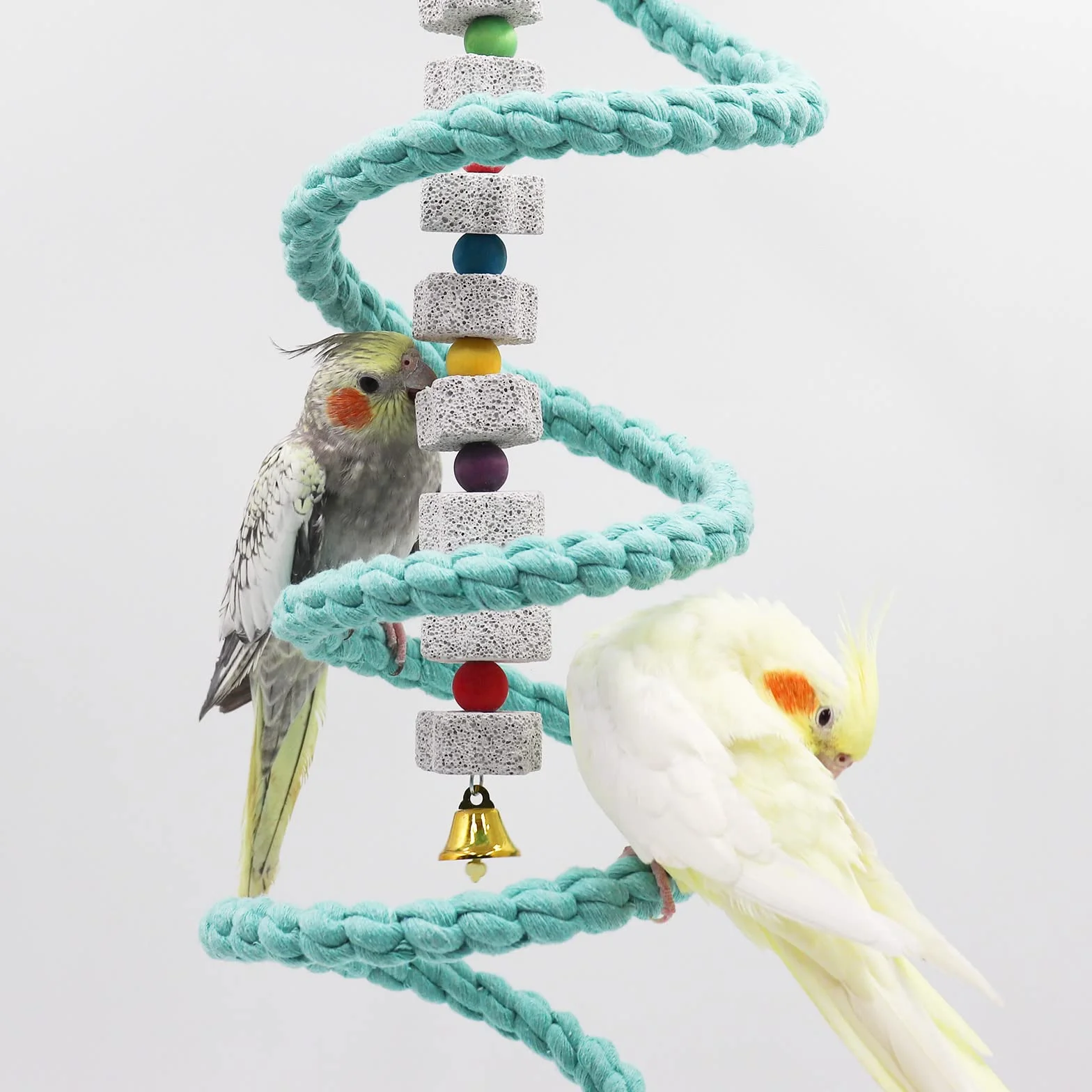 Pertica a Spirale per Uccelli (150 cm), Giocattolo in Corda per Gabbie - Accessorio per Arrampicata di Pappagalli, Calopsite, Cocorite, Inseparabili e Uccelli di Medie Dimensioni