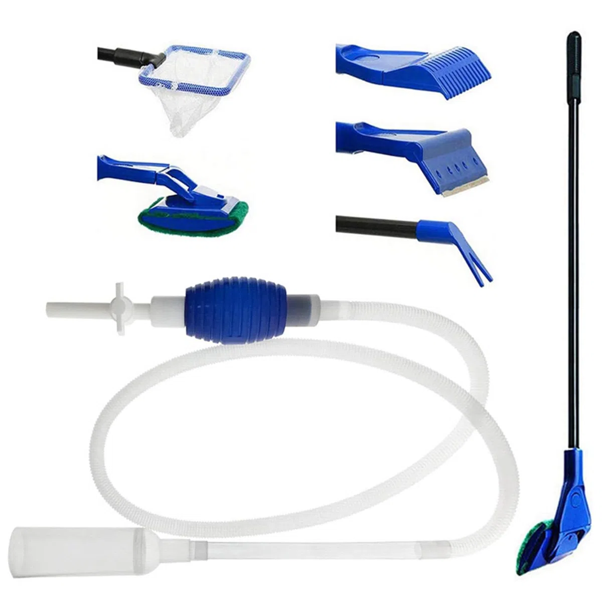 Pulizia Acquario, Aspiratore Acquario, Sifone Acquario, Kit di Pulizia per acquari e acquari, sifone e 5 Strumenti di Pulizia, Facile da Montare e smontare, per Cambi dacqua e Pulizia