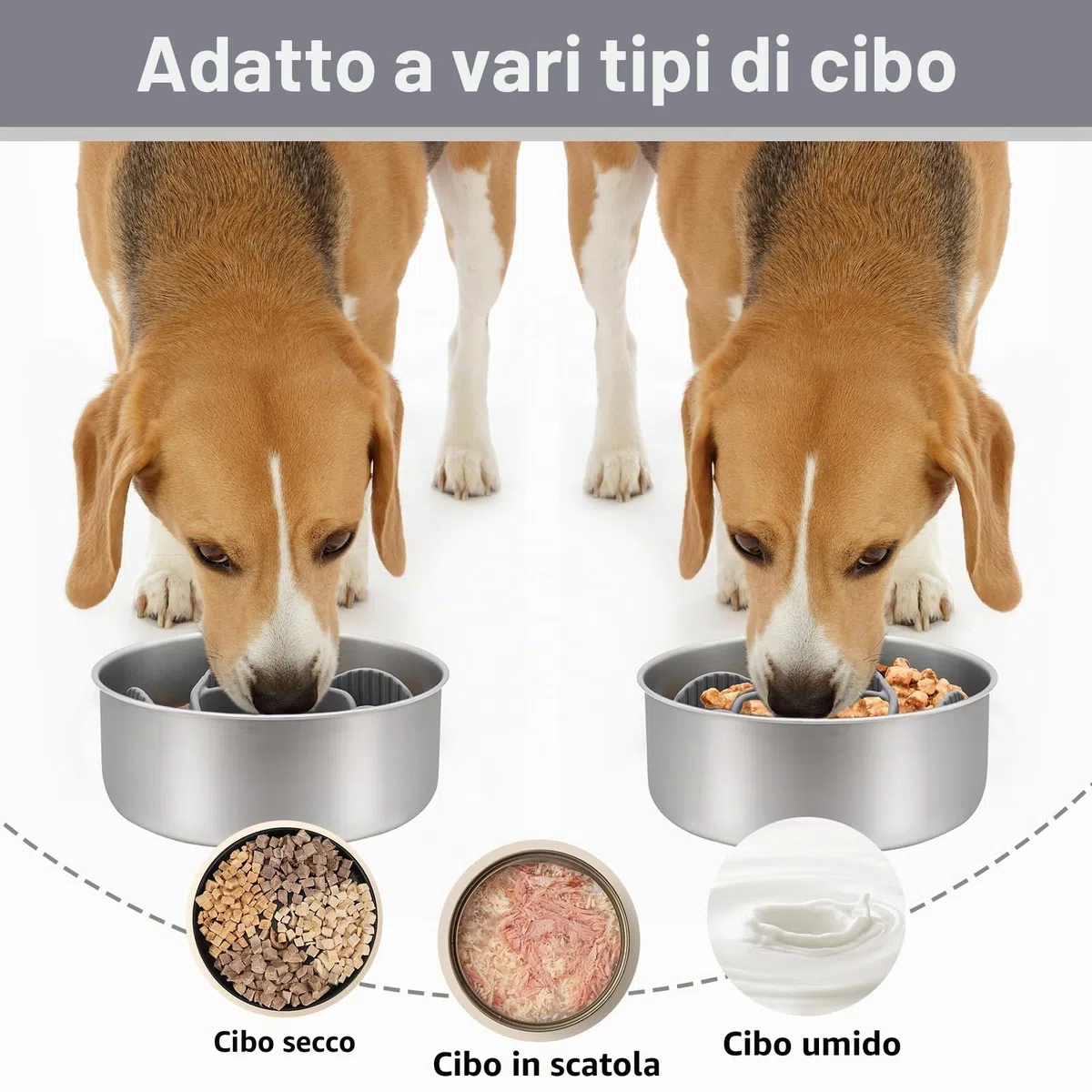 MateeyLife Ciotola Anti Ingozzamento, Ciotola Anti Ingozzamento Gatto in Silicone per Gatti con Ventose, Dog Slow Feeder per Cani di Taglia Media e Grande Facile da Usare, Grigio